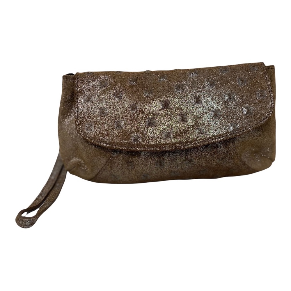 Streets Ahead Metallic Bronze Studded leather Wristlet Clutch